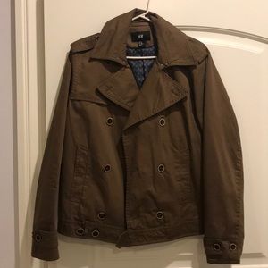 H&M Brown Short Trench-Style Peacoat